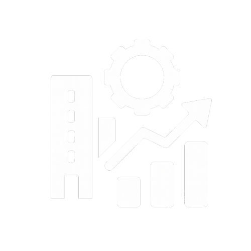 Building, gear, and rising graph icon — scalable, efficient IT infrastructure designed to support business expansion across the Twin Cities by McNallan Technology Solutions Technology